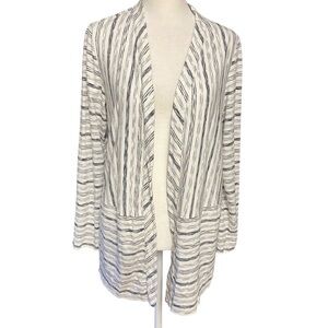 J. Jill Wearever Collection Cardigan Size MP Open Front Striped White and Black